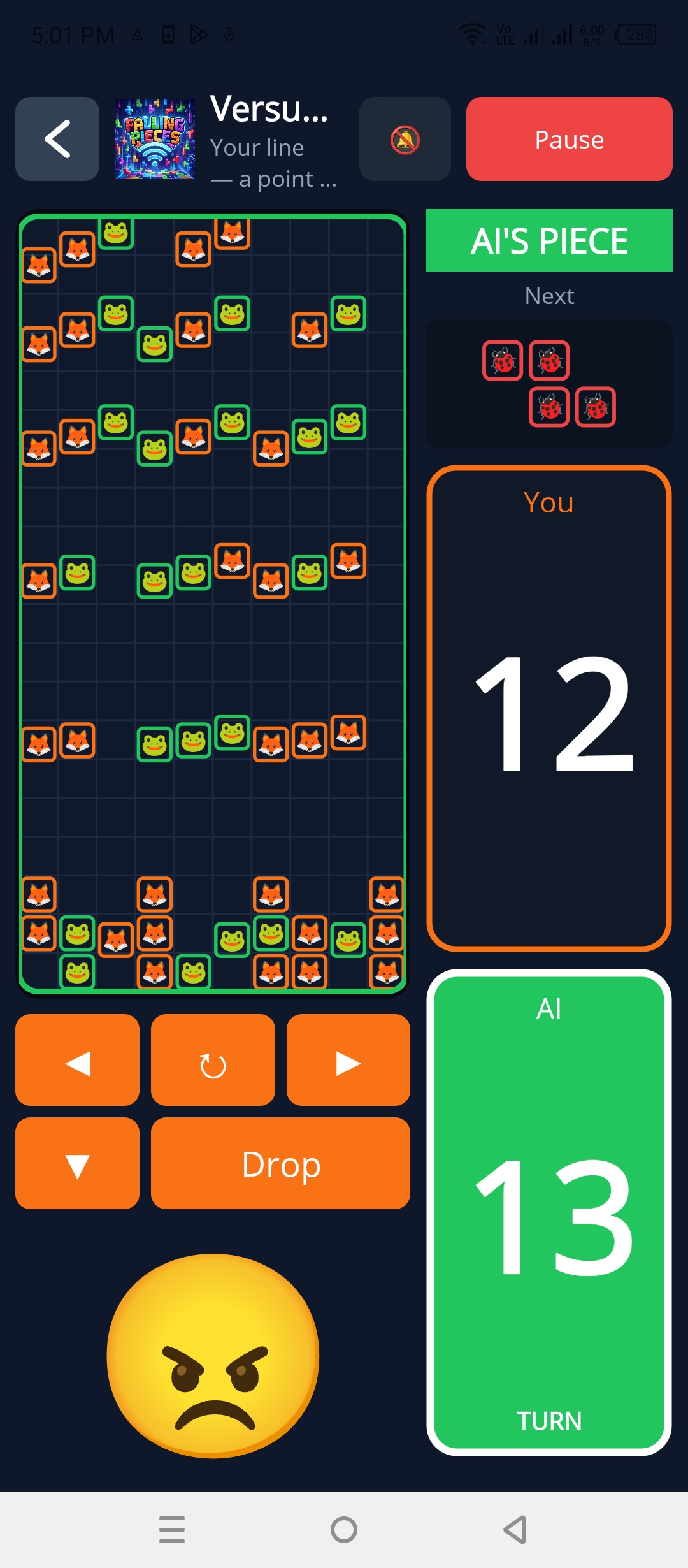 Versus AI on the computer's turn