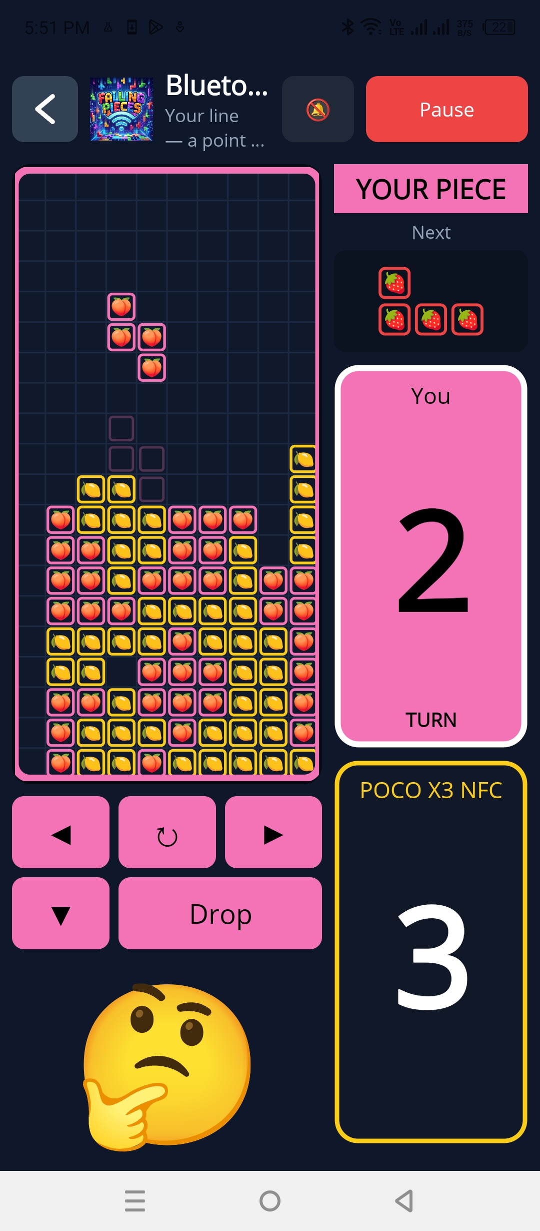 Bluetooth duel with two players' colors on one well