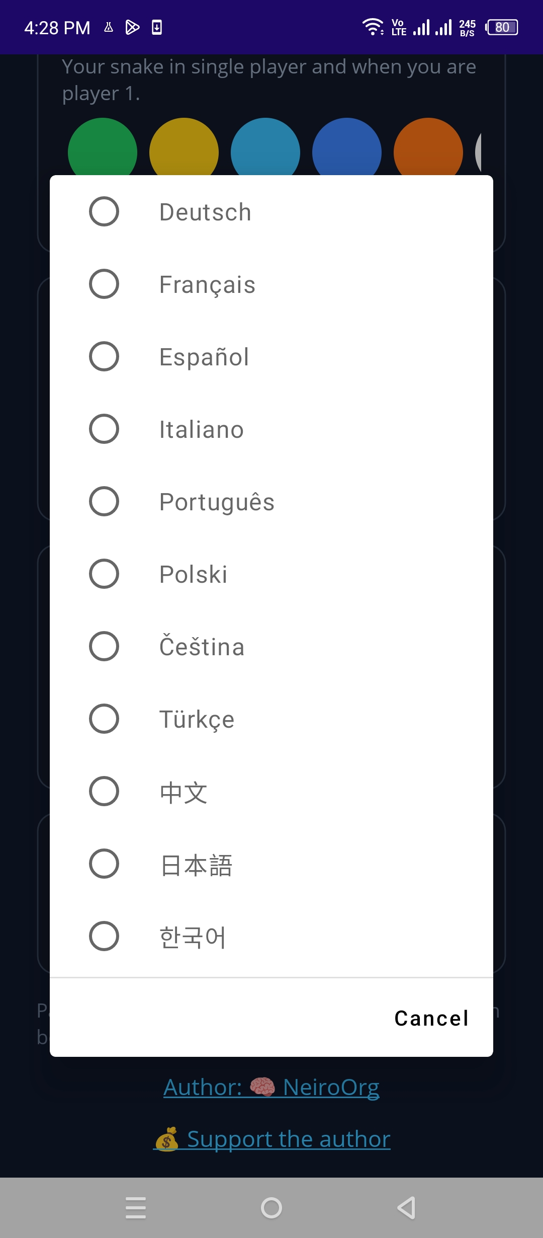 Language list from German through Korean